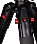 Close-up of DeathGrip Aluminum Tripod adjustable leg mechanism and clamping head for precision shots in rugged terrain.