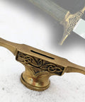Bronze Finger Guard Bolster For Hunting Knives, Celtic Style Pommel Guard For Custom Knife Making on white background.