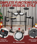 Electric Drum Set With Quiet Mesh Pads Cymbals Sticks Headphones USB MIDI Kick Pedal Over 195 Dope Sounds And 25 Drum Kits