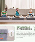 Kids playing on Comfy Tri Fold 4 Inch Mattress Topper Medium Firm Portable Foldable Bed Topper With Washable Cover And Non Slip Base