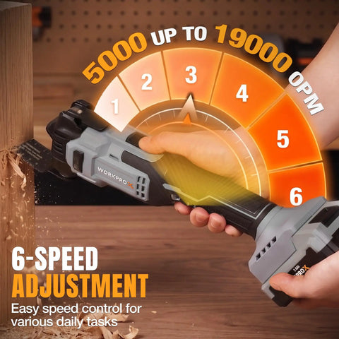 20V Brushless Cordless Oscillating Multi Tool Kit With Quick Change Accessories, Variable Speed Control, Lightweight Design, Long Battery Life For Cutting, Sanding, Grinding, Trimming And Detail Work For Diyers On The Job, 6-speed control shown