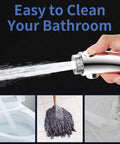 High Pressure Handheld Shower Head With On Off Switch Detachable Hose spraying water, easy to clean bathroom surfaces