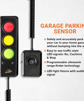 Advanced Garage Parking Aid With LED Light And Color Changing Distance Indicator Parking Sensor With Beep Alerts And Stop Light For Safe In Garage Parking No Hassle wall-mounted sensor with red, yellow, green LEDs