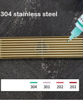 Built Tough Brushed 304 Stainless Steel Linear Shower Drain With Quick Release Hair Catcher 31.5 Inch Rectangular Floor Grate