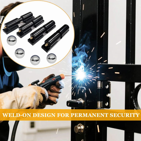 Four Pack Weld On Barrel Gate Hinges For Five Inch Gates Detachable Gate Doors 500 Pound Capacity Per Hinge With Bearing Ball Heavy Duty Steel Fence Trailer Ramp Gate Workshop Use, welding install