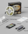 Tunable White COB LED Strip Light 2700K To 6500K 16.4 Ft 24V Dimmable UL Listed Dotless Tape with RF remote, power supply, and manual