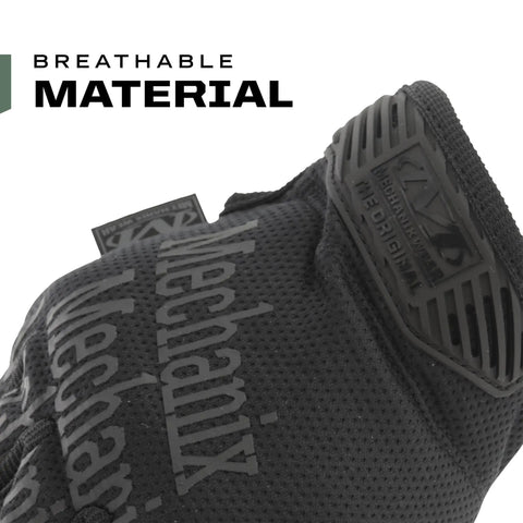 Covert Black Tactical Work Gloves With High Performance Anti Slip Grip And Touchscreen Capable, breathable material close-up