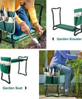 Sturdy Garden Kneeler And Seat With Thick Padded Pad And Tool Pouch, Heavy Duty Foldable Steel Stool in use