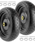 13 Inch Flat Free Wheel Set With 5/8 Inch Bearings And 2.17 Inch Offset Hub For Garden Carts Hand Trucks And Yard Trailers 2 Pack
