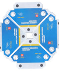 Four Piece Arrow Magnetic Welding Holder Set For 45 90 And 135 Degree Angles with 28 lbs holding power in blue and silver.