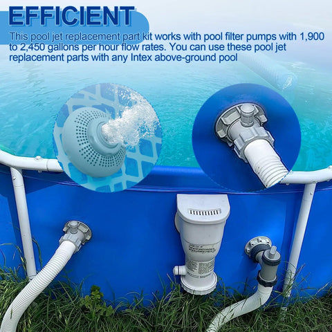 Large Inlet Air Nozzle For Above Ground Pool Pumps 1900 2450 GPH installed on blue pool