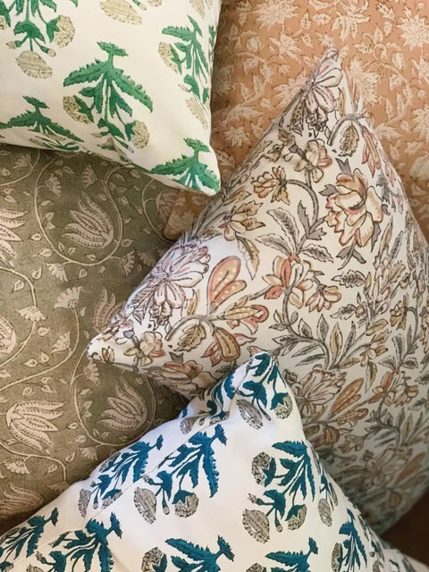 Vintage Floral Double Sided Lumbar Pillow Cover 14x36 Neutral Green Beige Botanical Farmhouse Style for Bed Sofa Living Room Cozy Accent Cushion Decor, front view
