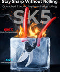 8.5 Inch SK5 Bypass Pruning Shears For Gardening With 4X Sharper Cut Pro Grade Beast Pruners shown in ice and flames