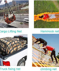Heavy Duty Cargo Net For Locking Down Gear With Rock Solid Nylon Lifting Straps Handles Any Load Without Breaking A Sweat Offers 300kg Capacity And 5x5 Feet Of Safety Rigging Mesh Perfect For Trucks Trailers Jobs And Weekend Hauls mounted for cargo lifting