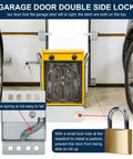 4 Pack Heavy Duty Galvanized Steel Garage Door Side Lock Latch shown on garage door with padlock for secure locking.