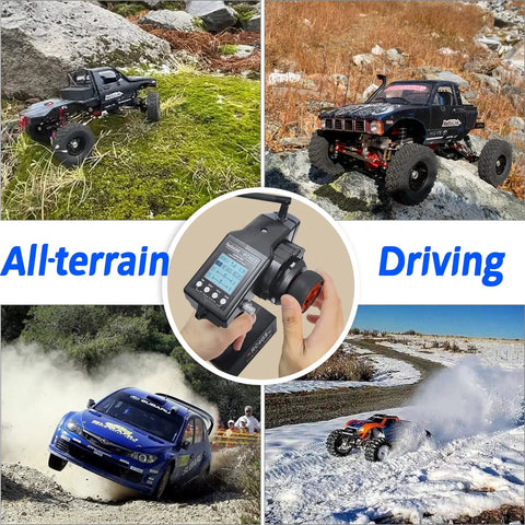 RC4GS V3 5 Channel Pro Grade Transmitter With Gyro And R6FG Receivers 2.4GHz Remote Controller Kit showing all-terrain vehicle control