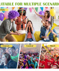 People celebrating with Six Pack Vuvuzela Stadium Horns 21 Inch Collapsible Plastic Trumpet Noisemakers For Sporting Events Football Games And Party Supplies Yellow Loud Durable Easy To Blow Ideal For Crowds Tailgates