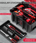 Open 3 In 1 Rolling Tool Box On Wheels With Stackable Modular Organizer System 17 Inch Portable Waterproof Toolbox showing tools