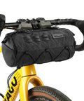 2.8L Waterproof Front Tube Bag for Road Gravel And Mountain Bikes attached to handlebars, black tear-resistant nylon bag