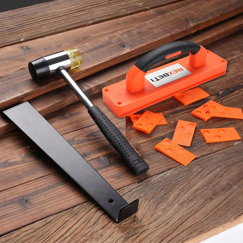 Laminate Wood Flooring Installation Kit With Tapping Block And Handle Pull Bar Double Faced Mallet And Spacers Plus LVP Vinyl Flooring Tools