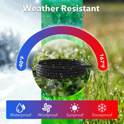 Image of 6ft Indoor Outdoor Extension Cord 16 Gauge 3 Conductor SJTW, 2 Pack, Black, shown in a weather-resistant setting.