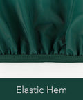 Elastic hem detail of Weatherproof Outdoor Swing Cover With Tough As Nails Vinyl And Polyester Lining, 63W By 26D By 26H, Green.