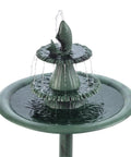 Outdoor 3 Tier Pedestal Water Fountain With Vintage Birdbath Accent In Green, featuring fish design and cascading water effect.