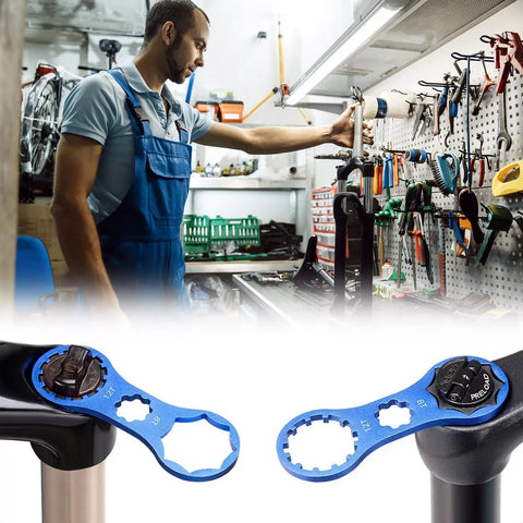 Bicycle mechanic using Front Fork Cap Wrench For SR Suntour XCM XCR XCT RST Suspension Forks Universal Fit For Mountain Bike MTB