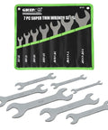 Ultra Thin Open End Wrench Set, 7 Piece Wrenches With 1/8 Inch Thickness, Drop Forged Chrome Plated Steel, Roll Up Pouch For Tight Spaces