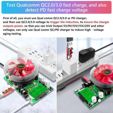 Beefy Electronic Load Tester USB Power Test Rig 150W 200V 20A Resistor Load Adjustable Constant Current Battery Capacity Discharger Module Intelligent Discharge Safe Startup And Warning Features USB QC/PD fast charge test board