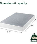Full Size Heavy Duty Metal Box Spring With No Sweat Setup And Five Year Warranty Durable Mattress Support dimensions 53 by 74 by 9 inches