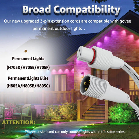Heavy Duty 16 Foot Signal Booster Extension Cable For Outdoor LED Strip Lights IP68 Waterproof 3 Pin Driver Module Adapter showing connectors for strong connections.