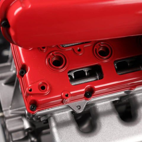 Close-up of Metal V12 Engine Model Kit That Actually Runs With Electric Drive Over 800 Premium Aluminum And Steel Pieces