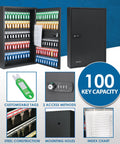 Built Tough Wall Mount Key Lock Box With 100 Numbered Hooks For Secure Office And Business Use Steel Combo Key Cabinet with keys and features