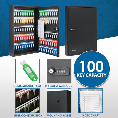 Built Tough Wall Mount Key Lock Box With 100 Numbered Hooks For Secure Office And Business Use Steel Combo Key Cabinet with keys and features