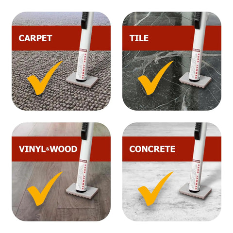 Beefy Heavy Duty Door Jammer Security Bar Withstand Up To 2560 Lbs on carpet, tile, wood, and concrete floors.
