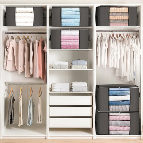 Hella Spacious 90L Storage Bags 6 Pack Heavy Duty Foldable Closet Organizers With Zippers To Keep Your Dorm Room Crisp And Zero Hustle Required Just Pop Everything Inside For Pure Chill