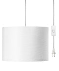 Plug In Pendant Light With 15 Ft Cord, On Off Switch, White Fabric Linen Shade, modern hanging light fixture