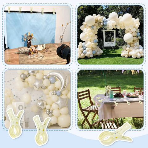 Heavy Duty Balloon Arch Clips In Pack Of Ten Beige Spring Towel Clips Fit 3.5 Inch Backdrop Stand on balloon arch and table