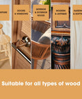 Image showcasing various wood types and furniture using Superior Water Based Walnut Wood Stain Ultra Fast Drying Low Odor Plus Non Toxic Formula.