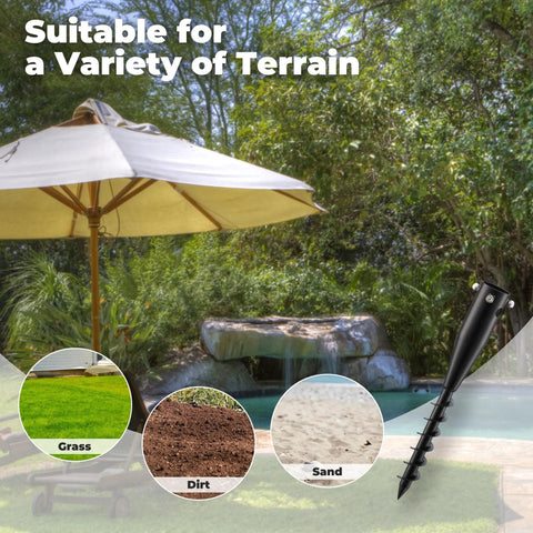 Beach Umbrella Sand Anchor Heavy Duty Outdoor Umbrella Holder No Dig Ground Base Easy Setup Wind Resistant Sturdy Black 1 Pack