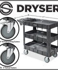 Beefed Up Heavy Duty Utility Cart On Wheels, 40 By 17 Inches, 550 Lb Capacity, Three Tier Rolling Cart With Four 5 Inch Swivel Casters