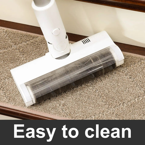 Vacuum on Non Slip Stair Treads For Wood Steps 28x9 Inch Beige 15-Pack Indoor Runner Mats With TPE Backing, Pet And Kid Safe
