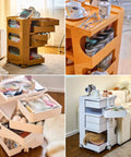 Make Your Space Pop With This Hella Sturdy Multipurpose Utility Storage Cart Featuring Smooth 360 Rotating Abs Plastic Wheels For Bedroom And Living Room Flex. Orange and white plastic cart with smooth wheels and multiple drawers.