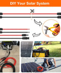 DIY setup with 10 AWG Solar Extension Cable 50 Ft Red And Black With Universal Connectors for off-grid systems and RVs.