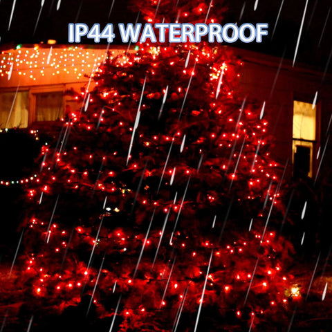 Two Pack Solar String Lights Outdoor Copper Wire 80Ft Total 240LED Waterproof Fairy Lights With 8 Modes Red Christmas