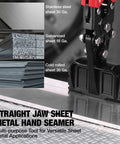 Front view of WORKPRO 3-inch sheet metal bender and hand seamer with ergonomic handle and smooth jaws.