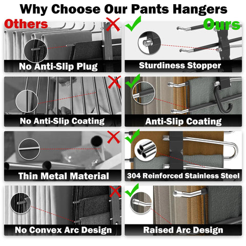 Multi Tier Pants Hangers Hella Space Savin Zero Clutter Closet Game Changer Anti Slip Stainless Steel Wardrobe Setup For Jeans Leggings Skirts And Scarves Black