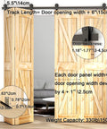 Heavy Duty 6ft Barn Door Bi-Folding Hardware Kit For Four Panels, Sliding Track System, carbon steel, frosted black finish