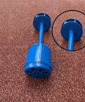Front view of Dope 1000 Watt Axial Flow Hydro Turbine Generator For Low Head Hydropower Projects 1kW Single Phase Water Turbine With All Copper Coils Delivers Stable Output For Off Grid Homes Rural Irrigation And Small Scale Power, showing blue cylindrical design on the ground.